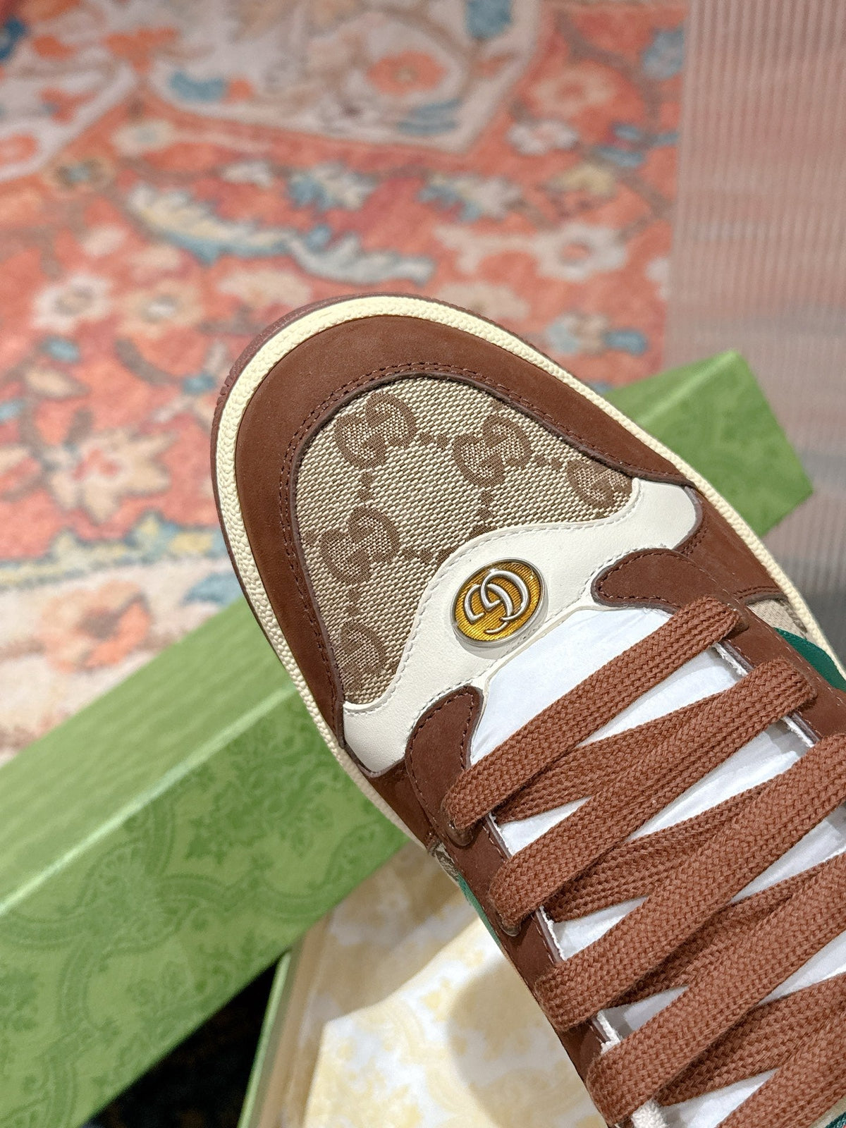 GG 26s Screener Sneaker Brown Suede And Beige Canvas