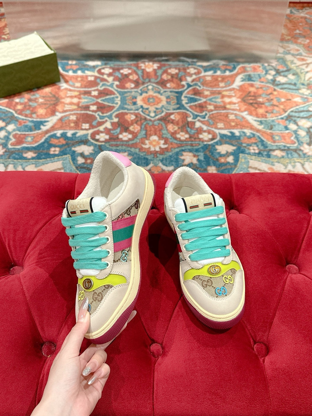 GG 26s Screener Sneaker Multicolor Suede And Canvas