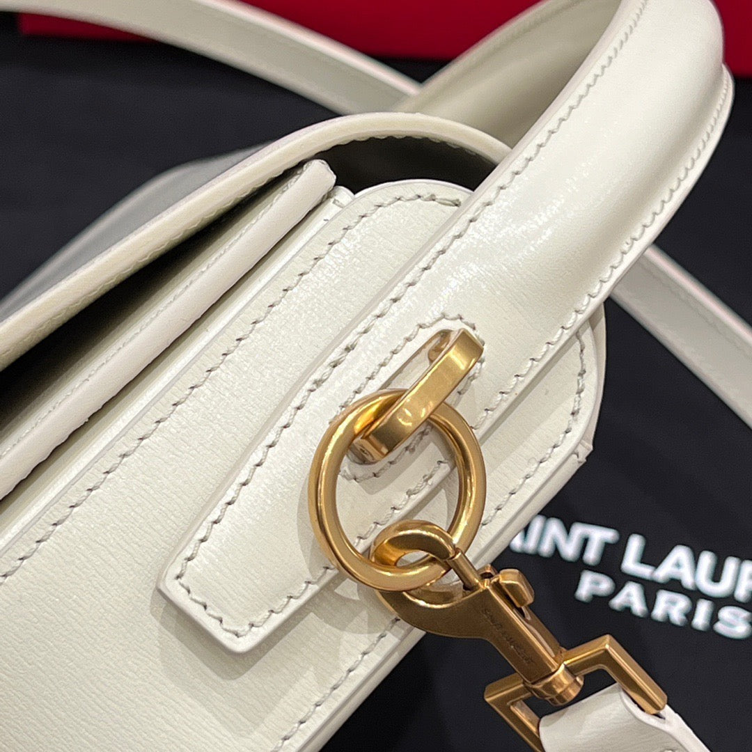 YSL 2026 Voltaire Shoulder Bag 24cm White Box Calfskin