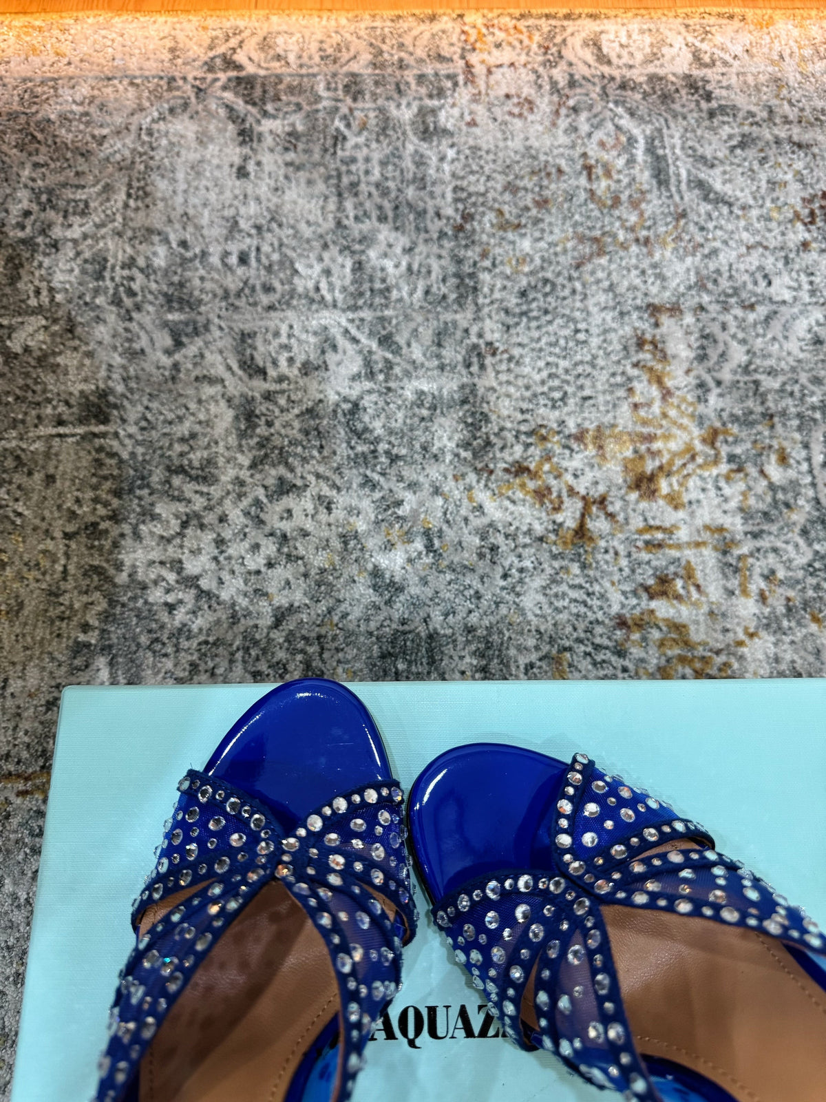Aquazzura 26S High-Heel Sandals 10.5cm Navy Blue Patent Calfskin And Mesh