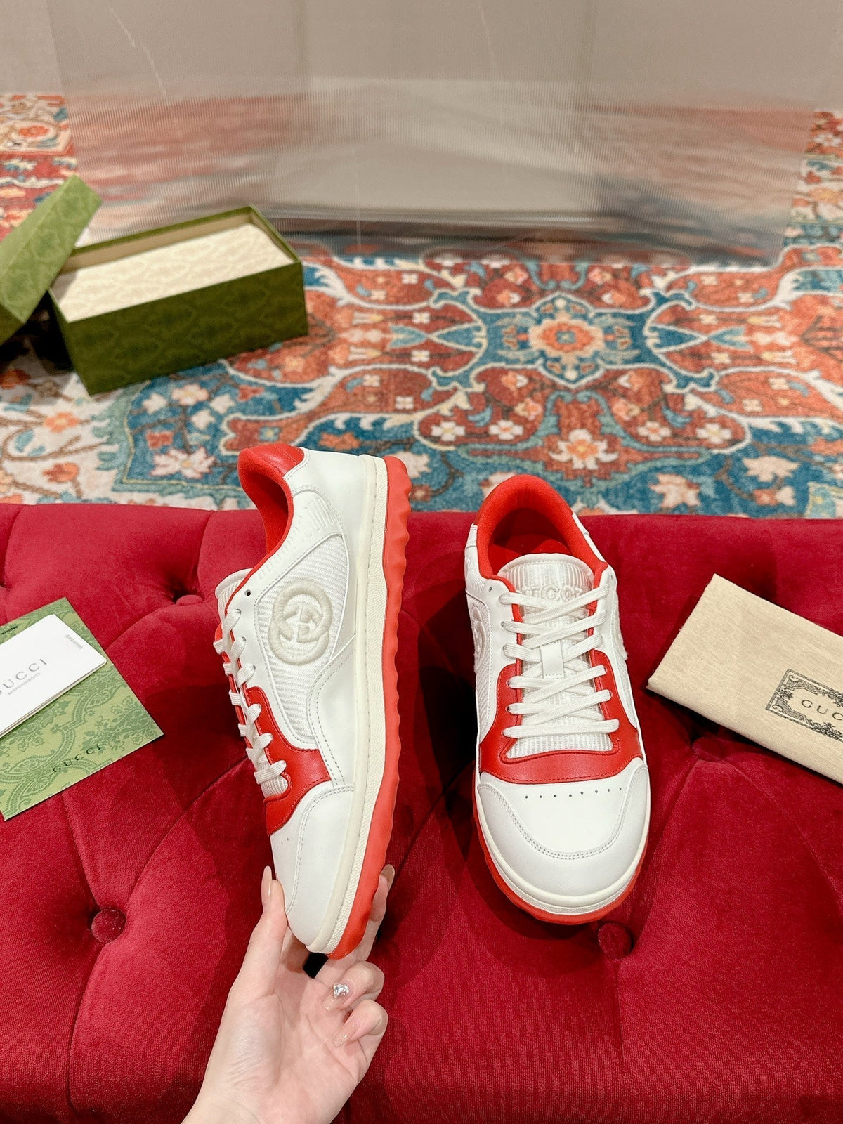 GG 26s Sneakers White Mix Red Calfskin