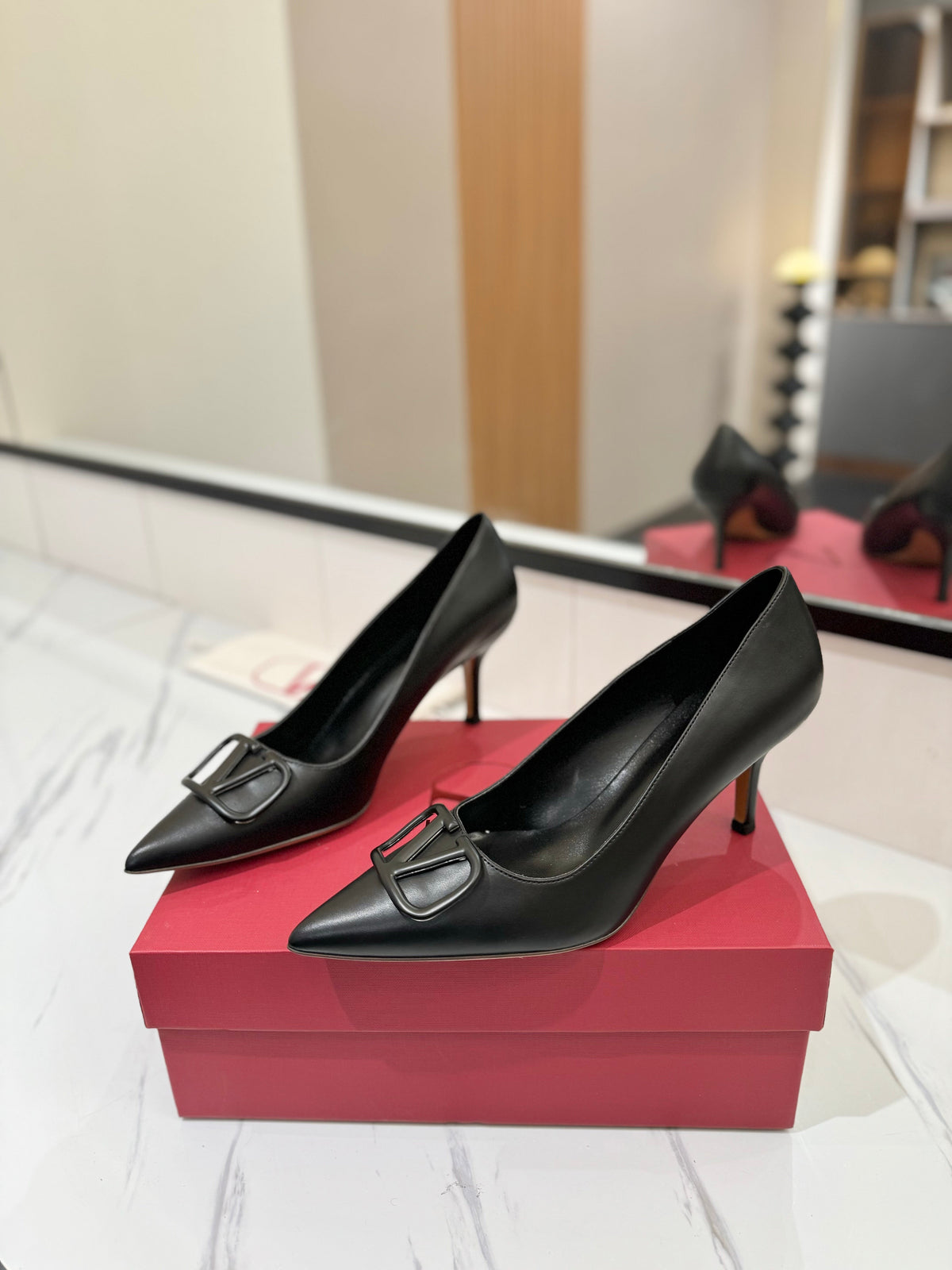 Valentino 26S High Heels 7.5cm In Black Smooth Calfskin