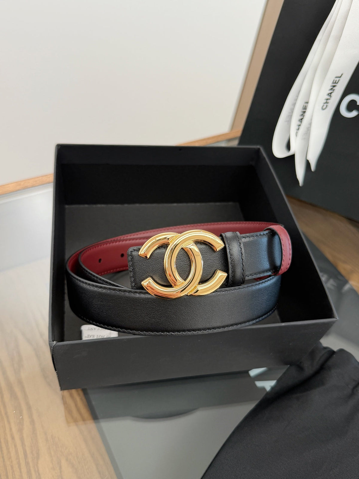CC 26FW Reversible Belt 3cm Brass Buckle Calfskin 220714