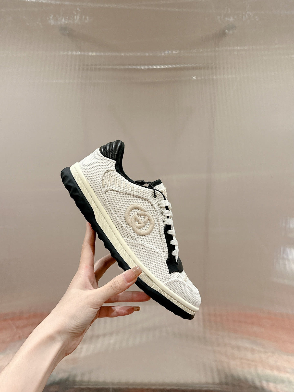 GG 26s Sneakers White Mesh Fabric And Black Calfskin