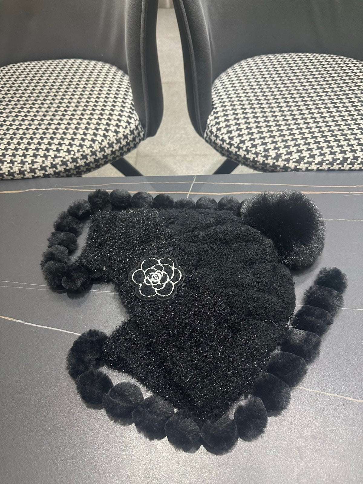 Chanel 2026 Camellia Earmuff Beanie Hat Wool 566053