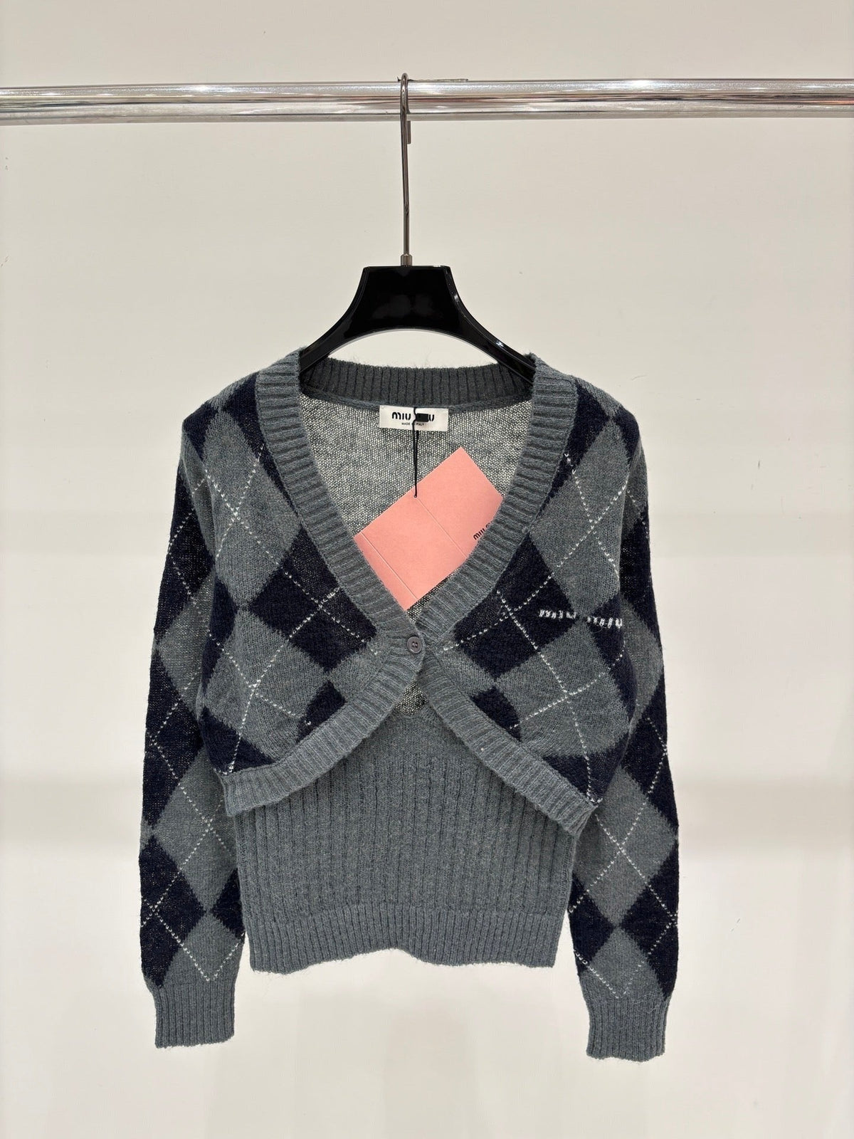 Miu 2026 Argyle Cardigan Knit 431816