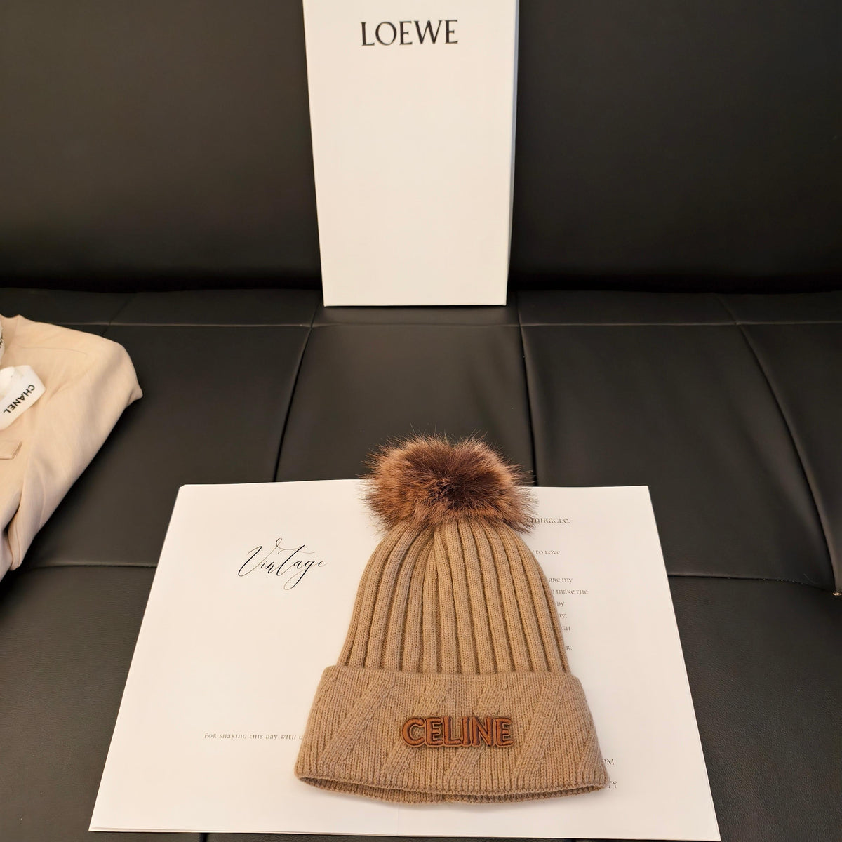 CE 26FW Beanie Hat Retro Textured Knit 563608