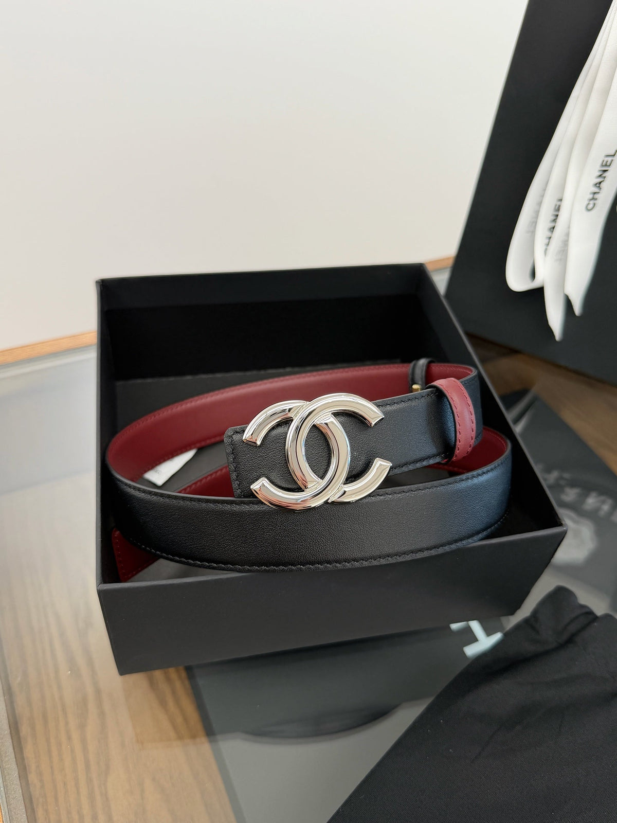 CC 26FW Reversible Belt 3cm Brass Buckle Calfskin 220714