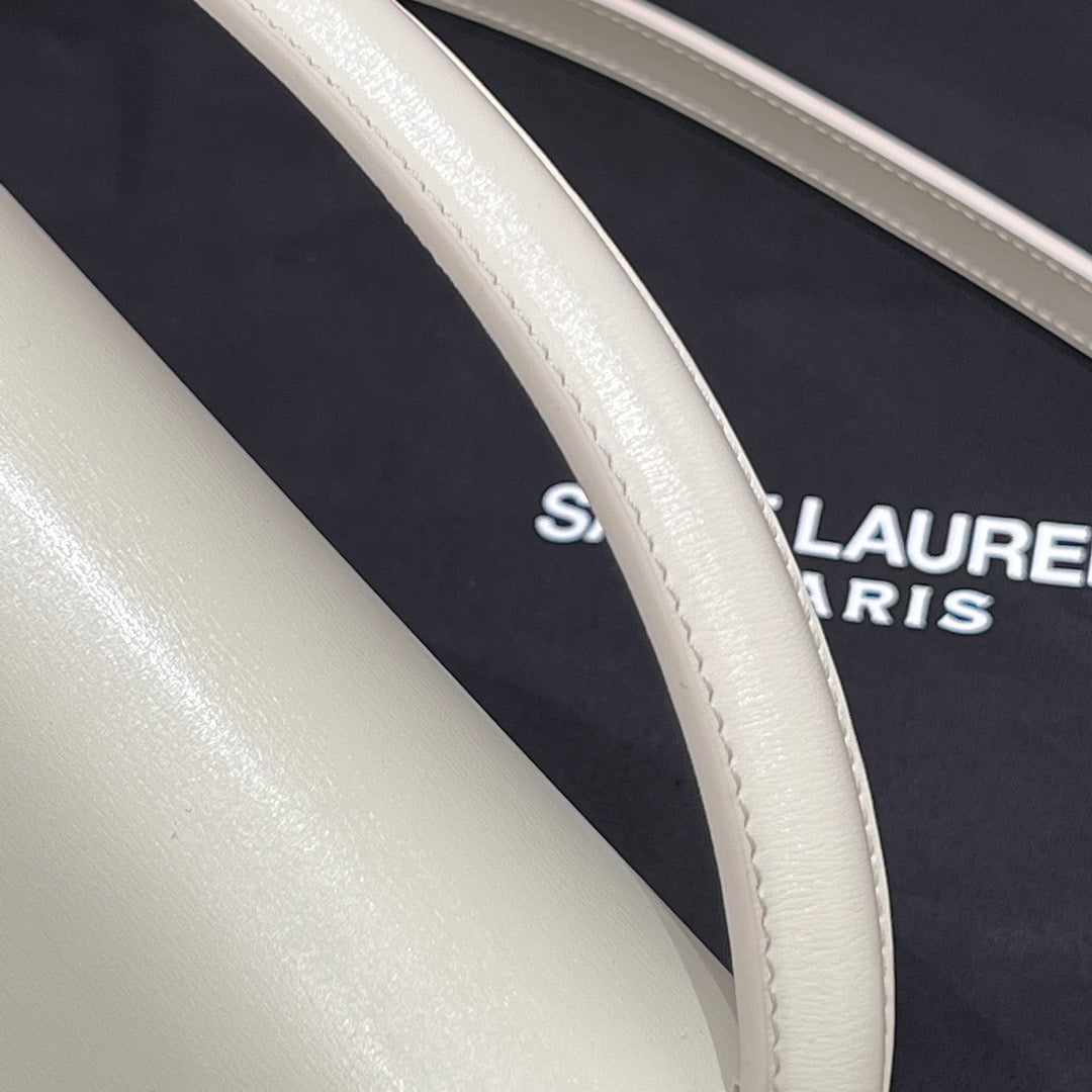 YSL 2026 Voltaire Shoulder Bag 24cm White Box Calfskin