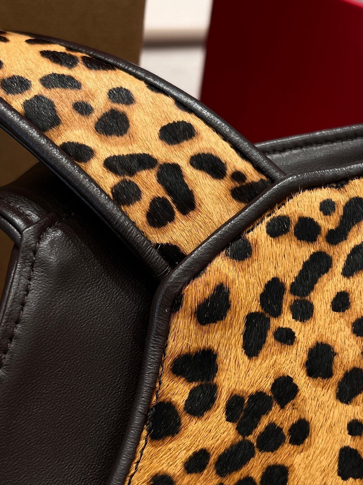 YSL 2026 Leopard Print Icare Tote Bag 46cm Horsehair Leather