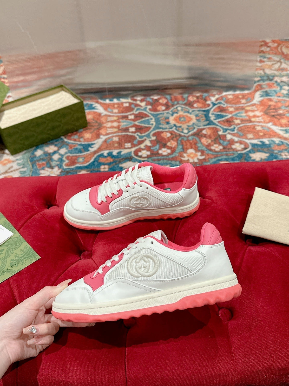 GG 26s Sneakers White And Pink Calfskin With Logo