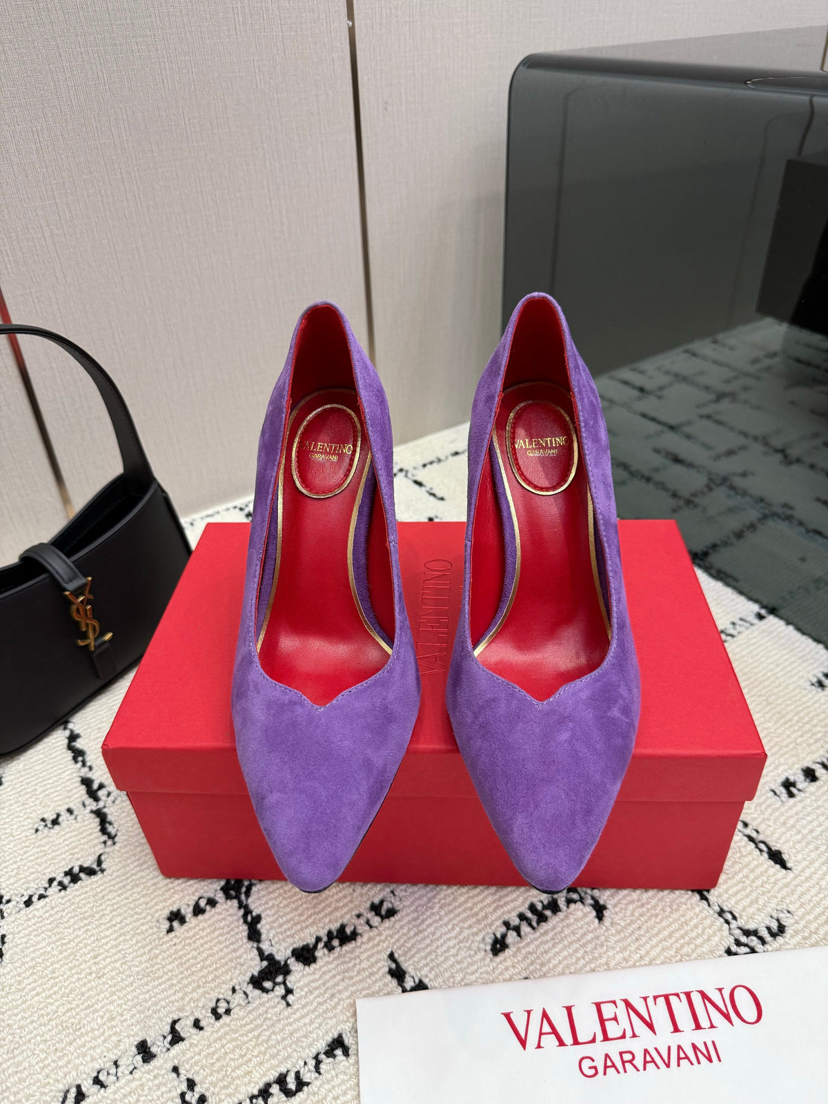 Valentino 26S High Heels 10cm In Purple Suede