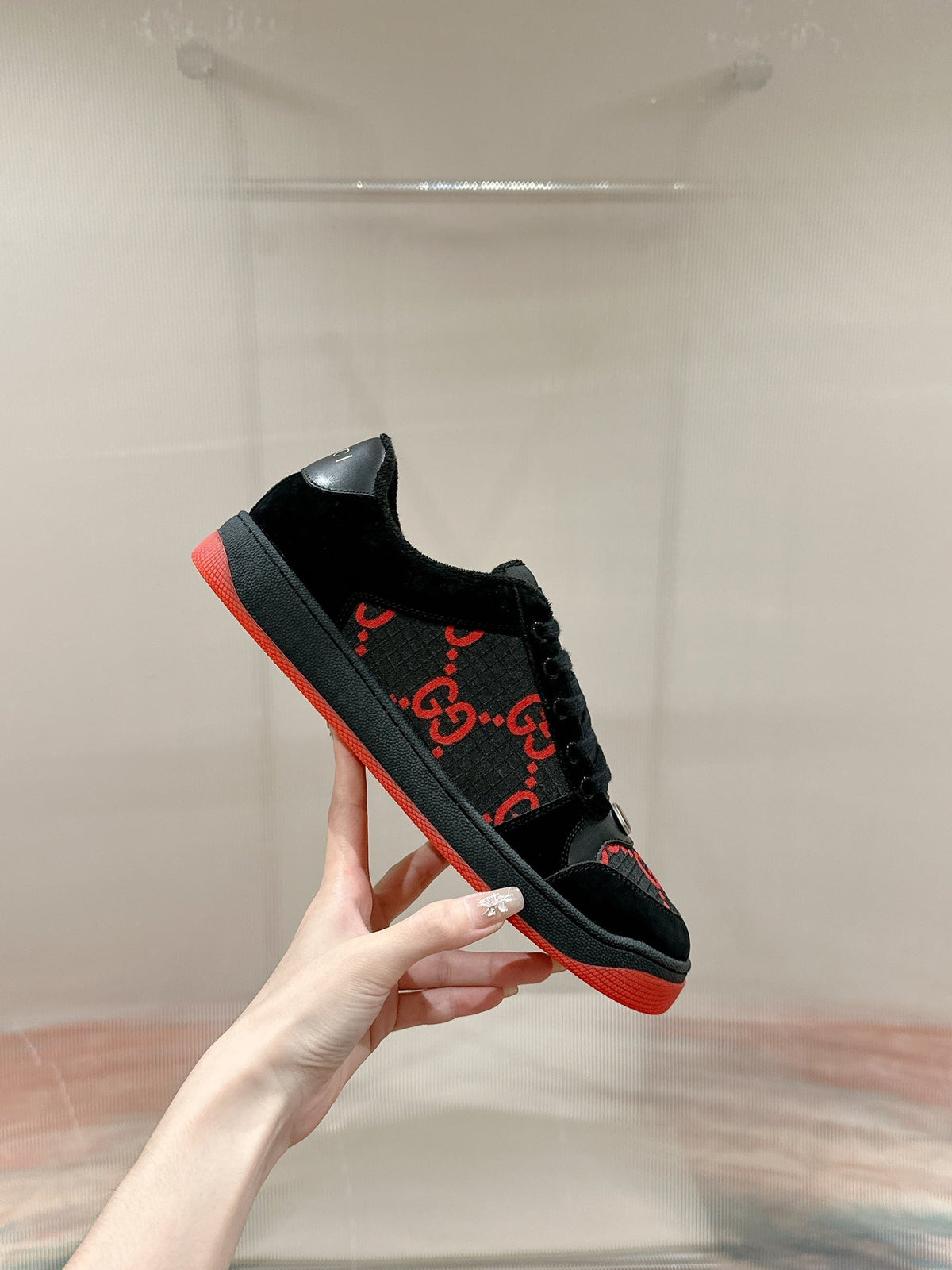 GG 26s Screener Sneaker Black And Red GG Canvas