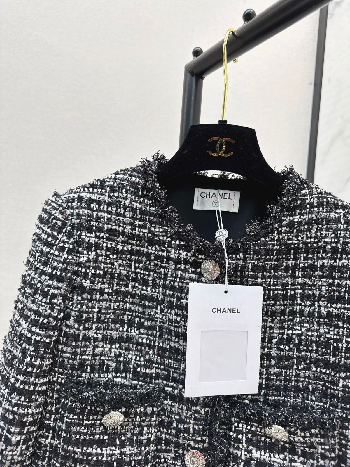 Chanel 2026 Round Neckline Jacket Black Tweed