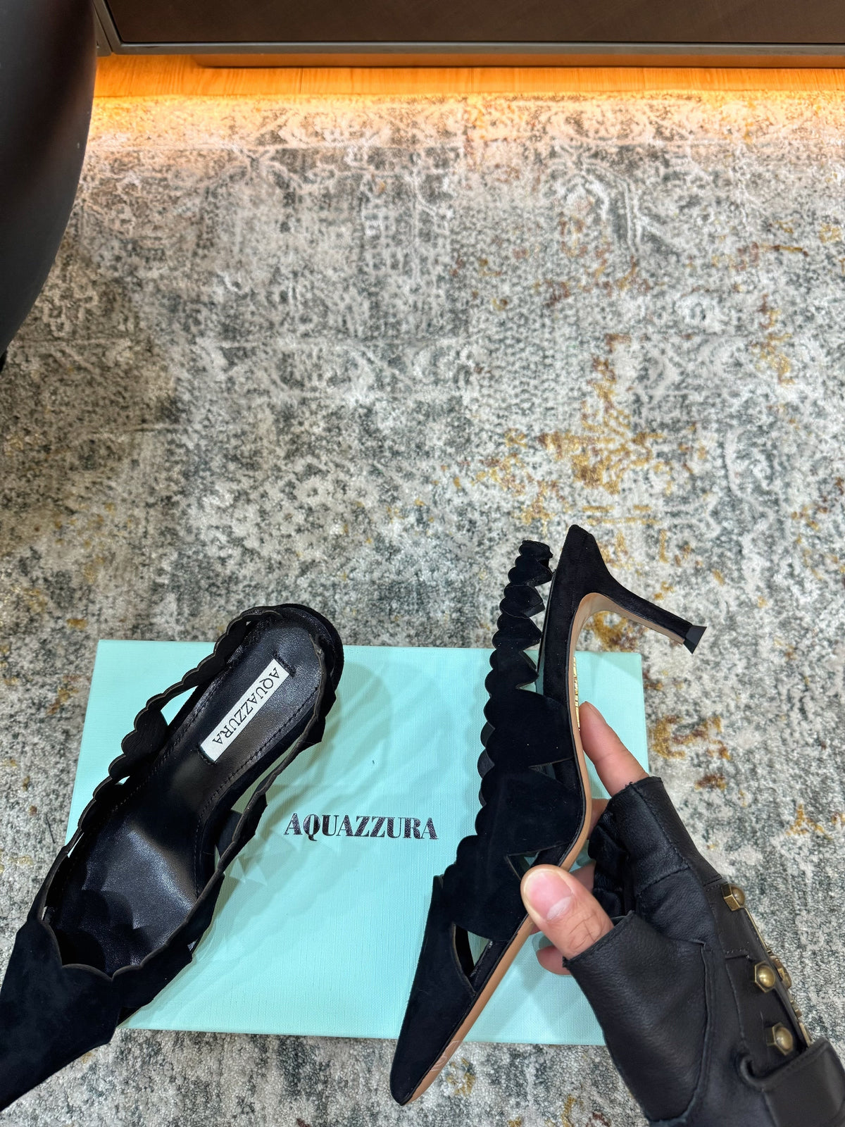 Aquazzura 26S Slingback 6cm Black Suede