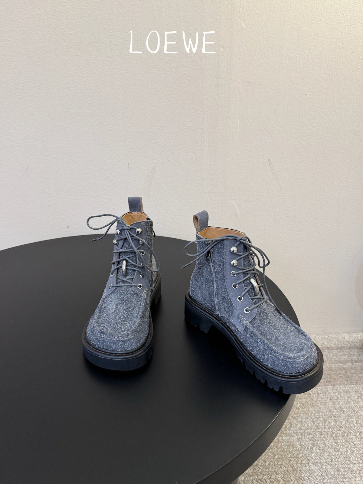 Loewe 2026 Combat Ankle Boots Suede Leather 166750