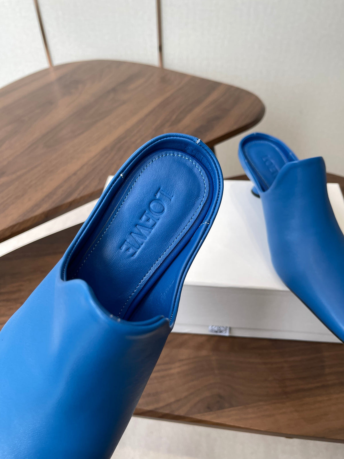 Loewe 26S Emily Mule 55mm In Blue Calfskin
