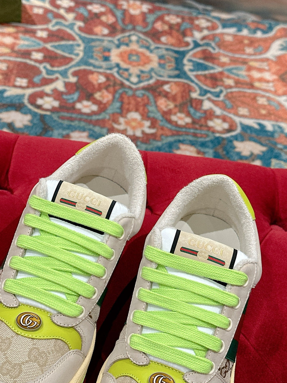 GG 26s Screener Sneaker Beige Mix Light Green Suede