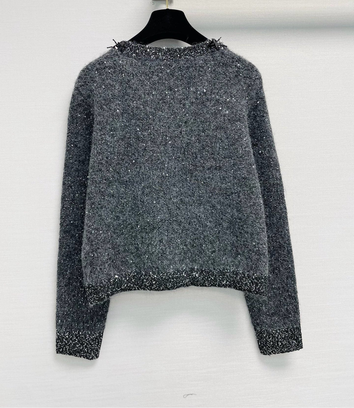 CC 26FW Crystal-Embellished Collar V-Neck Knit Sweater Polyester 440382