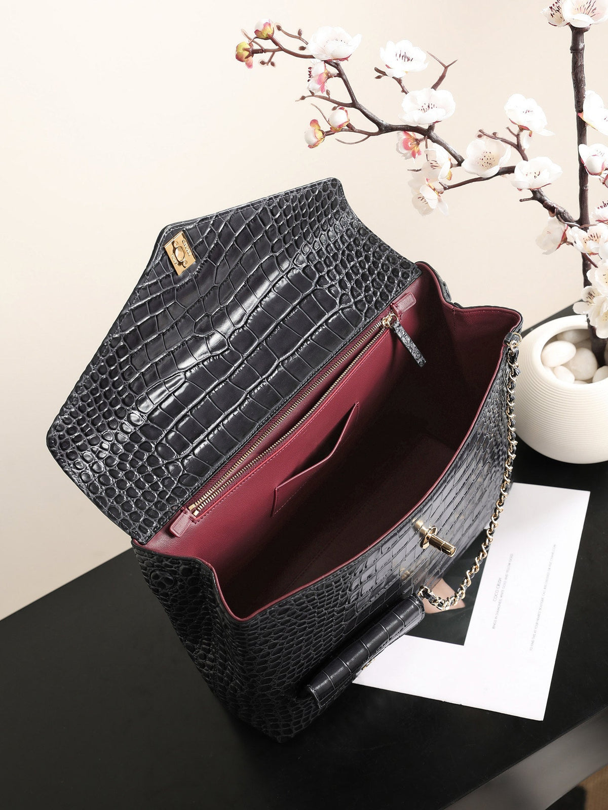 Chanel 2026 Large Flap Bag 31cm Crocodile-Embossed Leather 407098