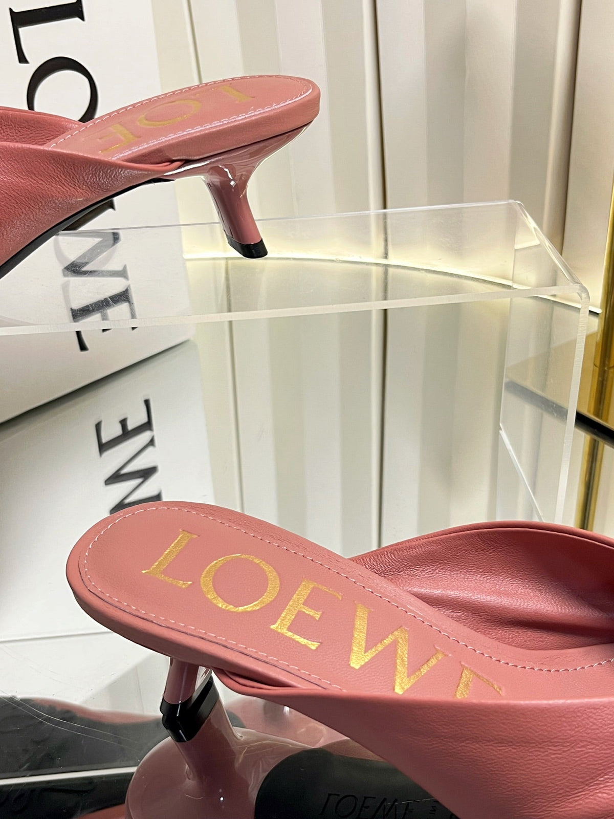 Loewe 26S Heeled Sandals 45 mm In Dusty Pink Calfskin