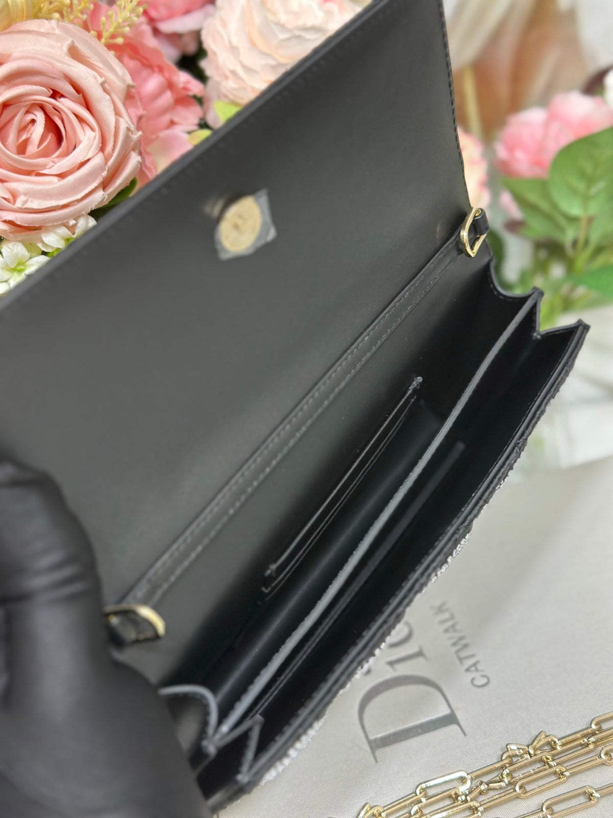 Dior 2026 My Dior Mini Bag 21cm Black Cannage Satin and Strass 405667