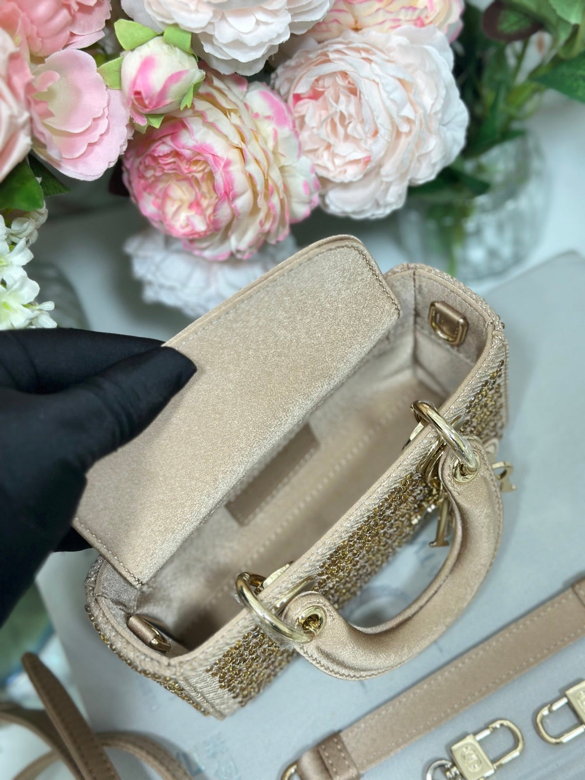 Dior 2026 Lady D-Joy Bag With Chain 16cm Canvas Leather 406830