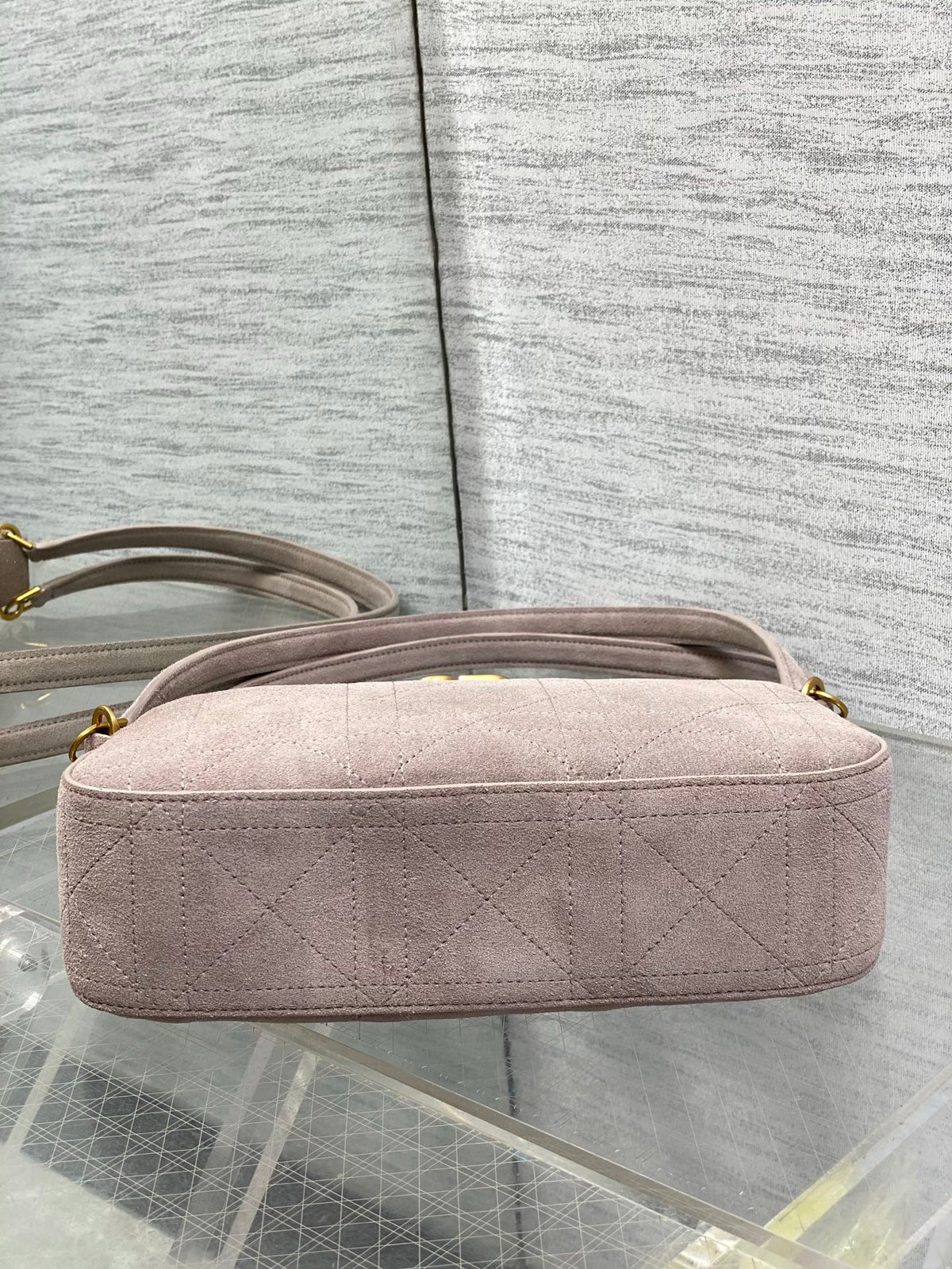 Dior 2026 Quilted Leather Zippered Shoulder Bag 26cm Suede Leather 403691
