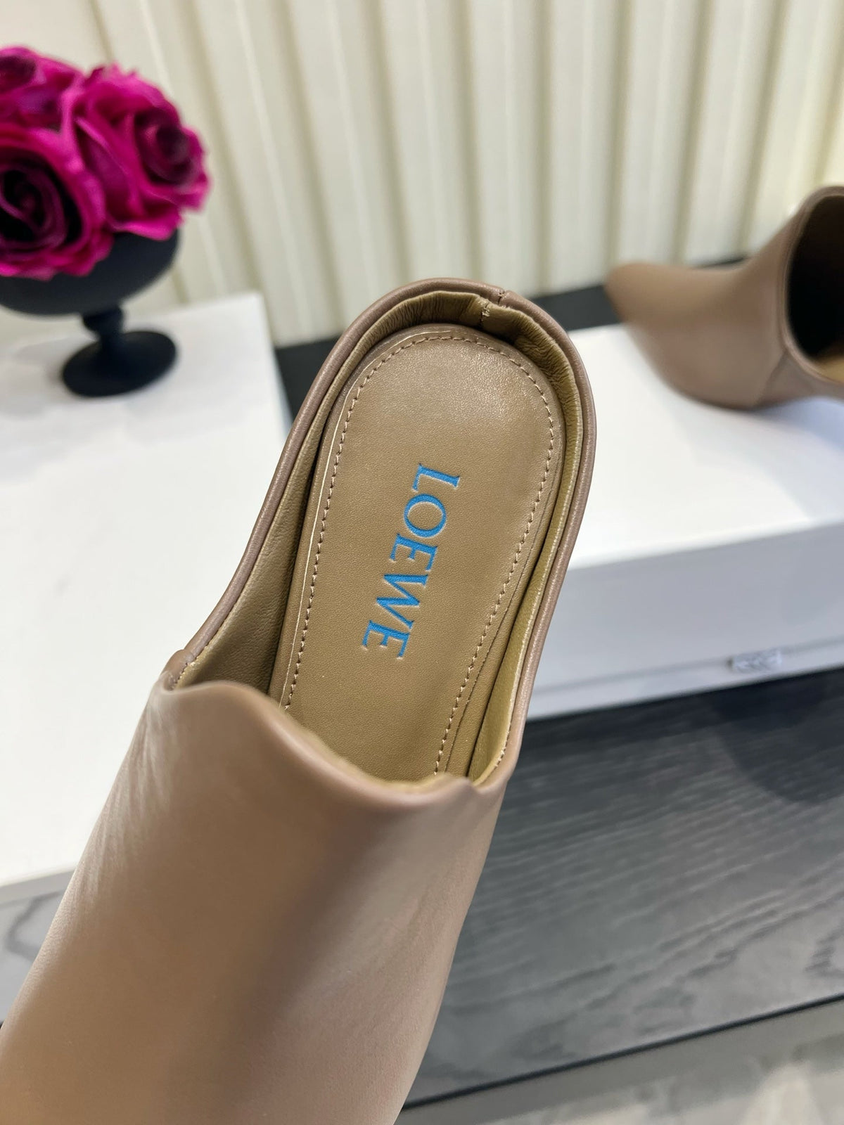 Loewe 26S Heeled Mules In Blown Calfskin