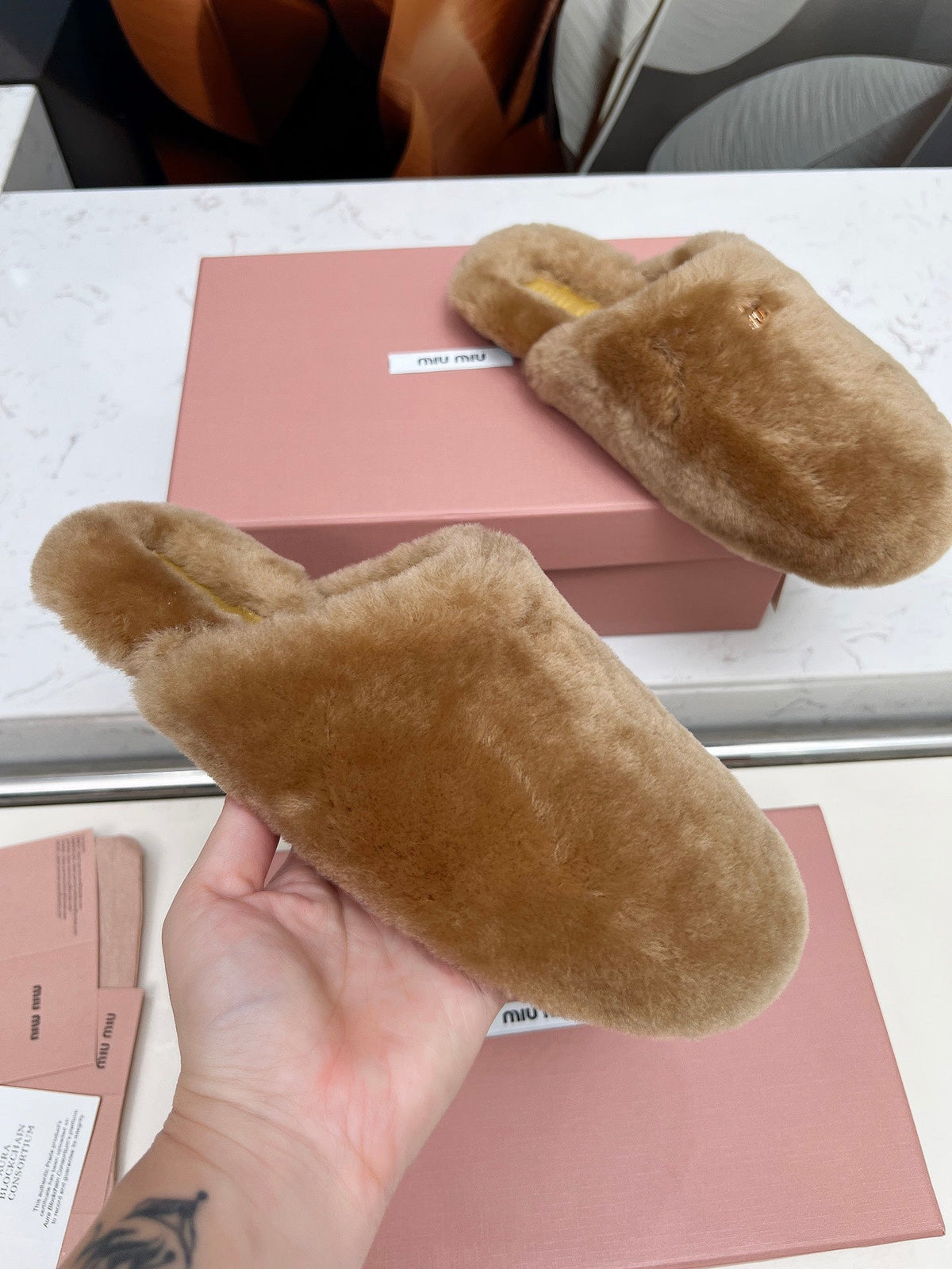Miumiu 26S Mules Light Brown Shearling