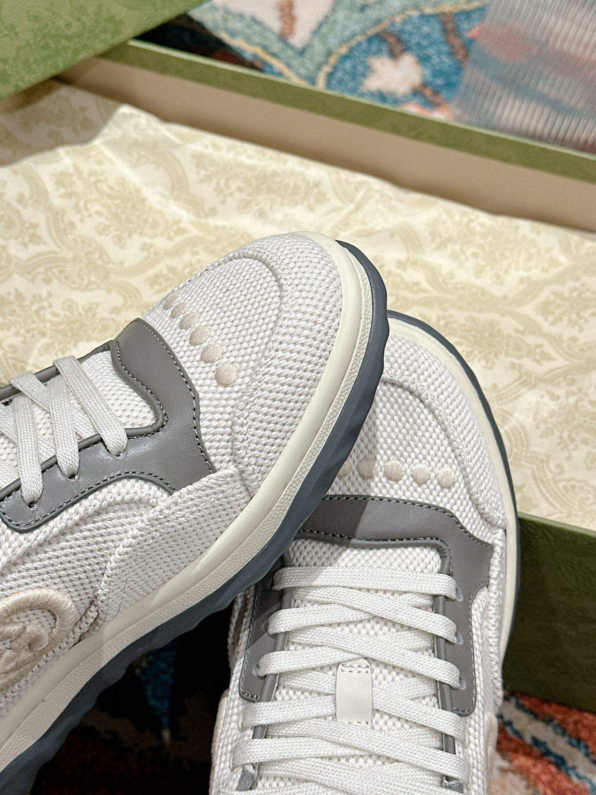 GG 26s Sneakers White Mesh Fabric And Grey Calfskin
