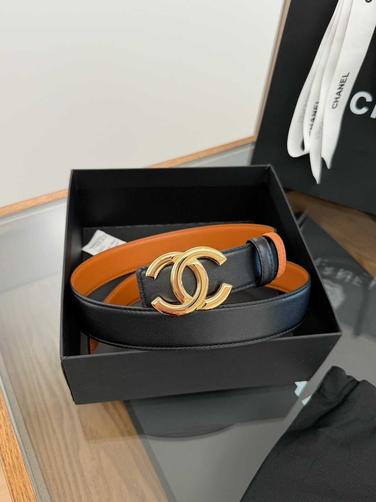 CC 26FW Reversible Belt 3cm Brass Buckle Calfskin 220714