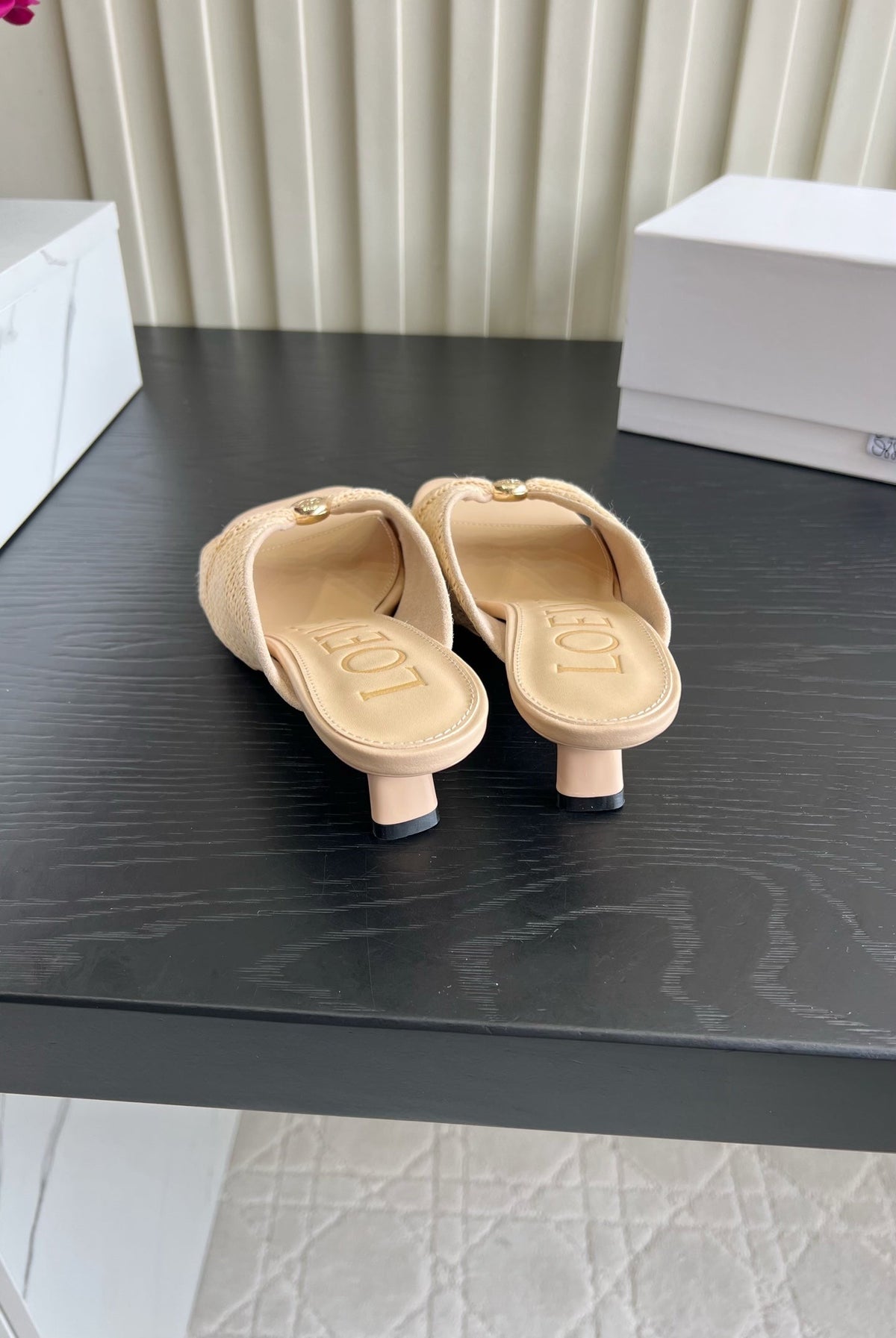 Loewe 26S High-Heel Sandals 45 mm In Beige Raffia And Lambskin
