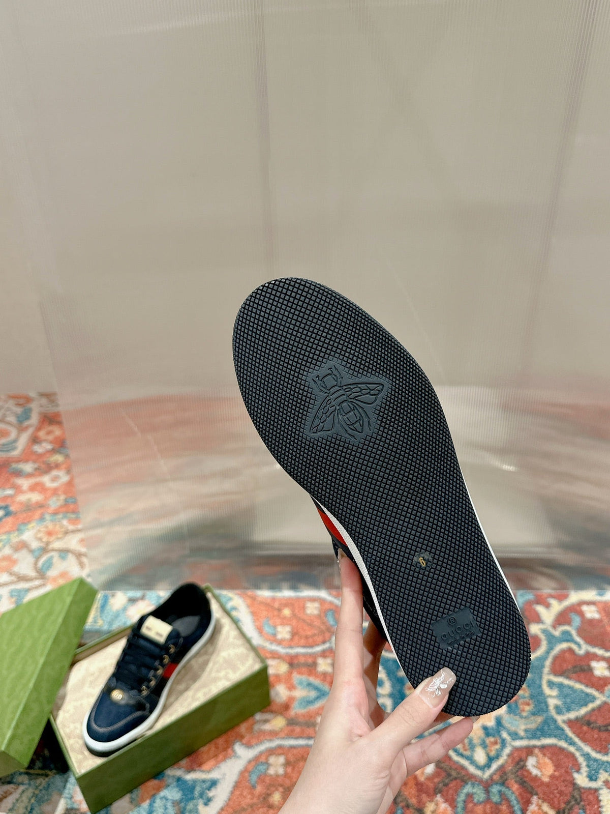 GG 26s Screener Sneaker Dark Blue Denim And Leather