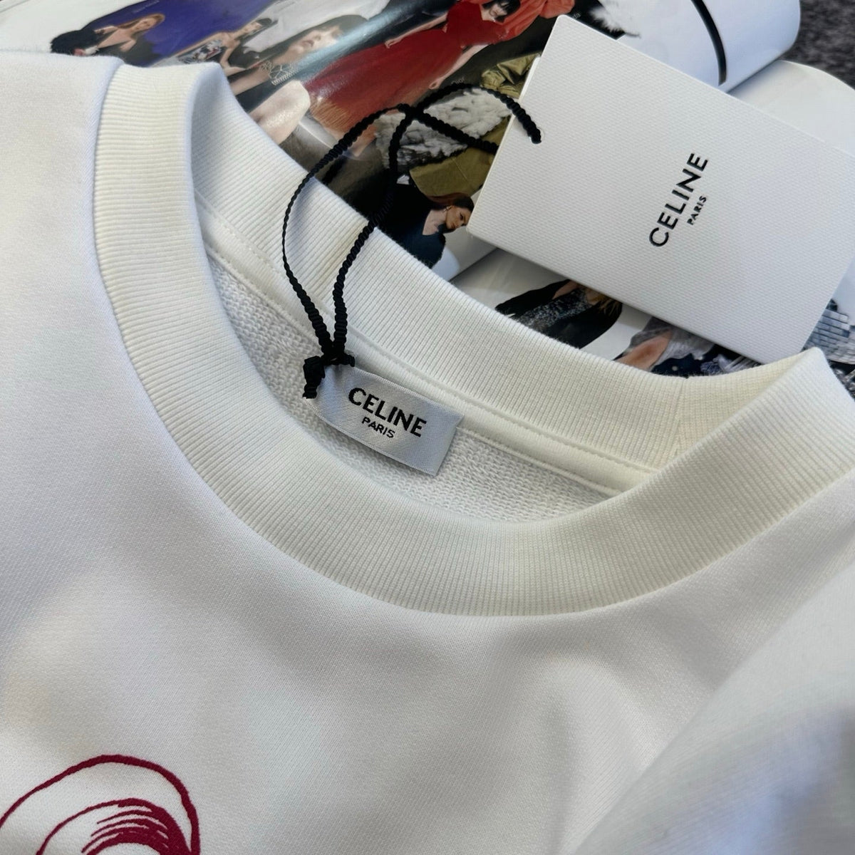 CE 26FW Sweatshirt Zodiac Sun Face Graphic Print Blanc Rouge Cotton 430746