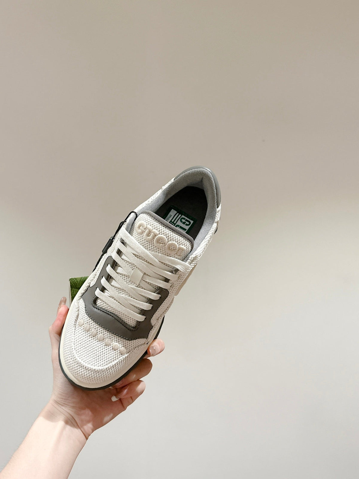 GG 26s Sneakers White Mesh Fabric And Grey Calfskin