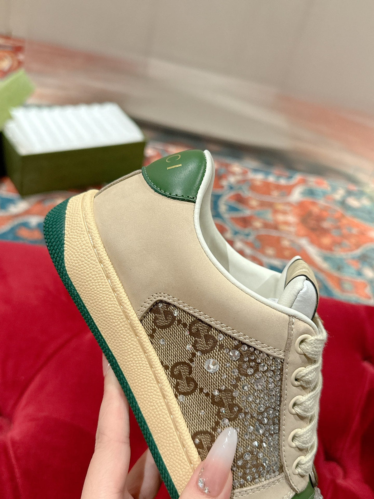 GG 26s Screener Sneaker Beige Suede Mix Canvas