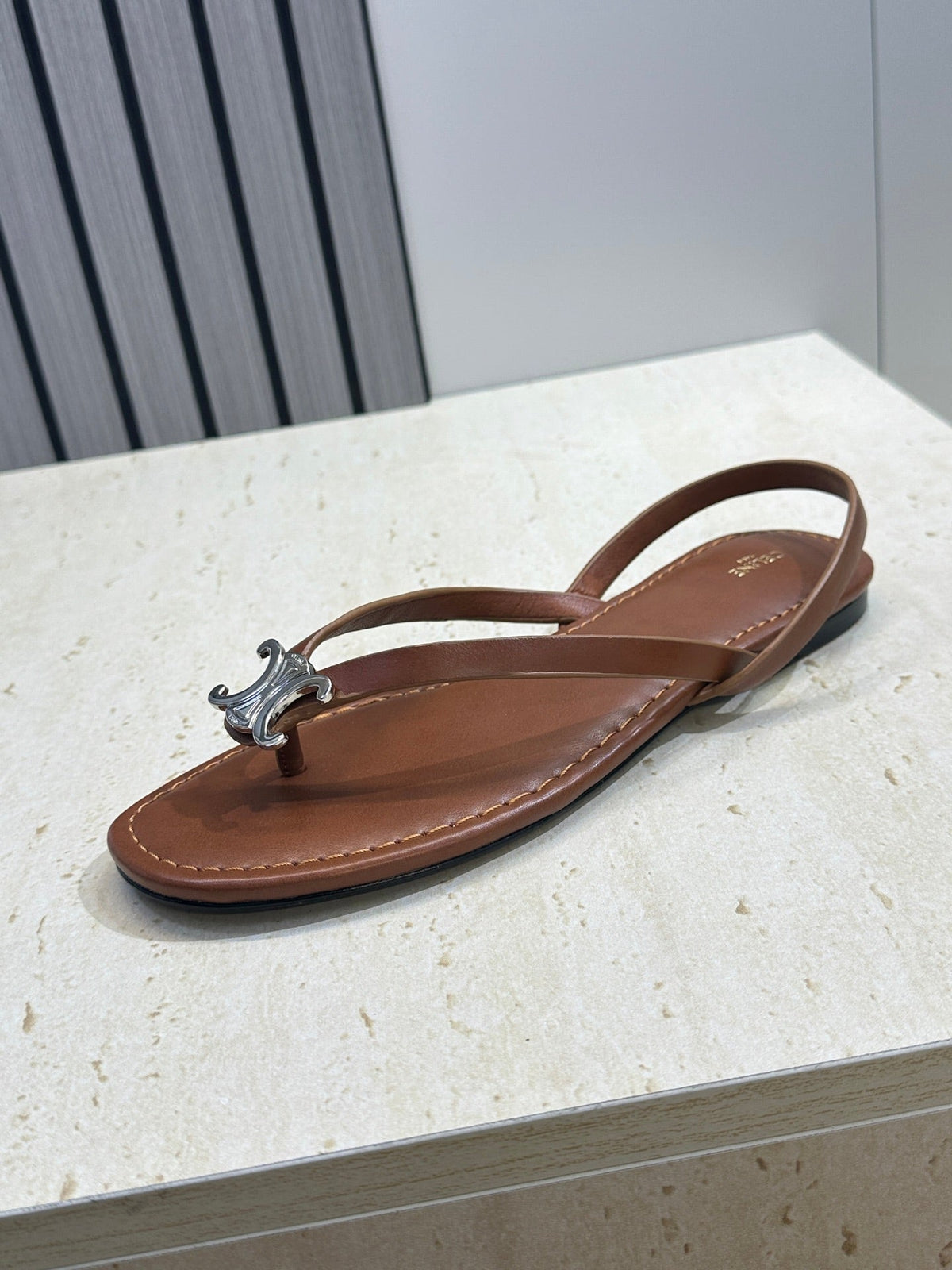 Celine 26s Thong Sandals Brown Calfskin 835194