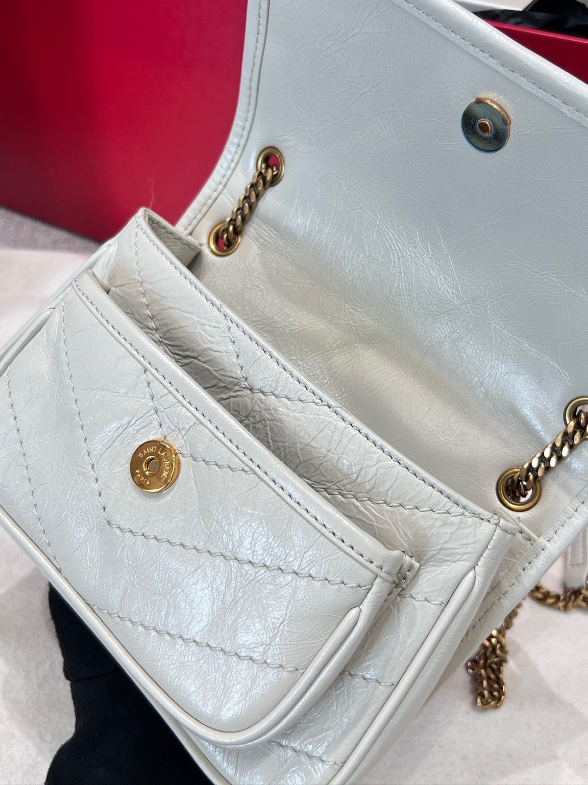YSL 2026 Niki Cassandre Bag 18cm Gold Hardware Vintage Leather