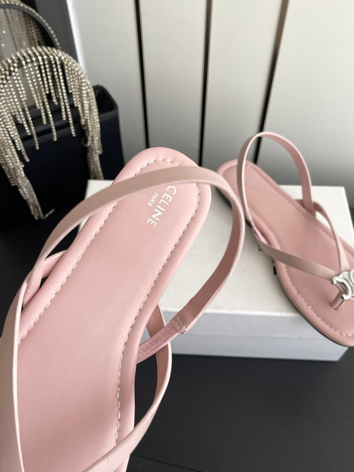 Celine 26s Thong Sandals Light Pink Calfskin 305819