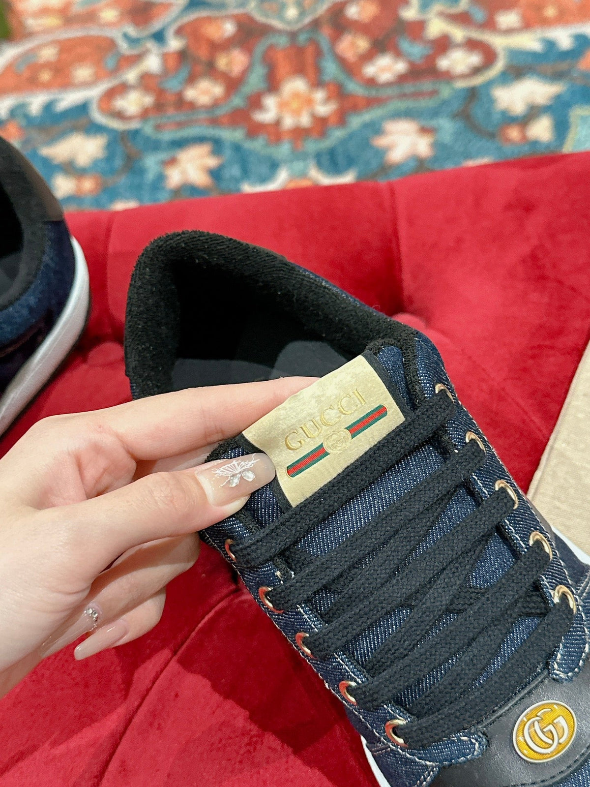 GG 26s Screener Sneaker Dark Blue Denim And Leather