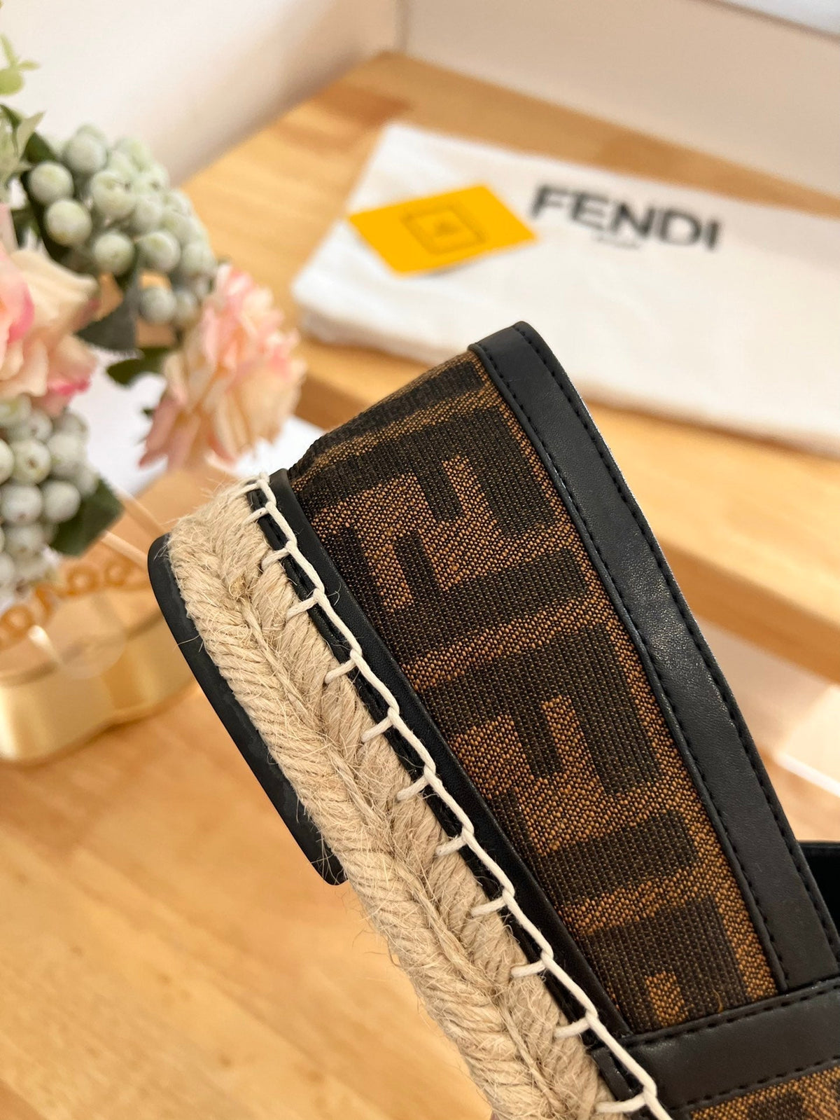 Fendi 26S Espadrille Loafers Dark Brown And Black Canvas Style 2