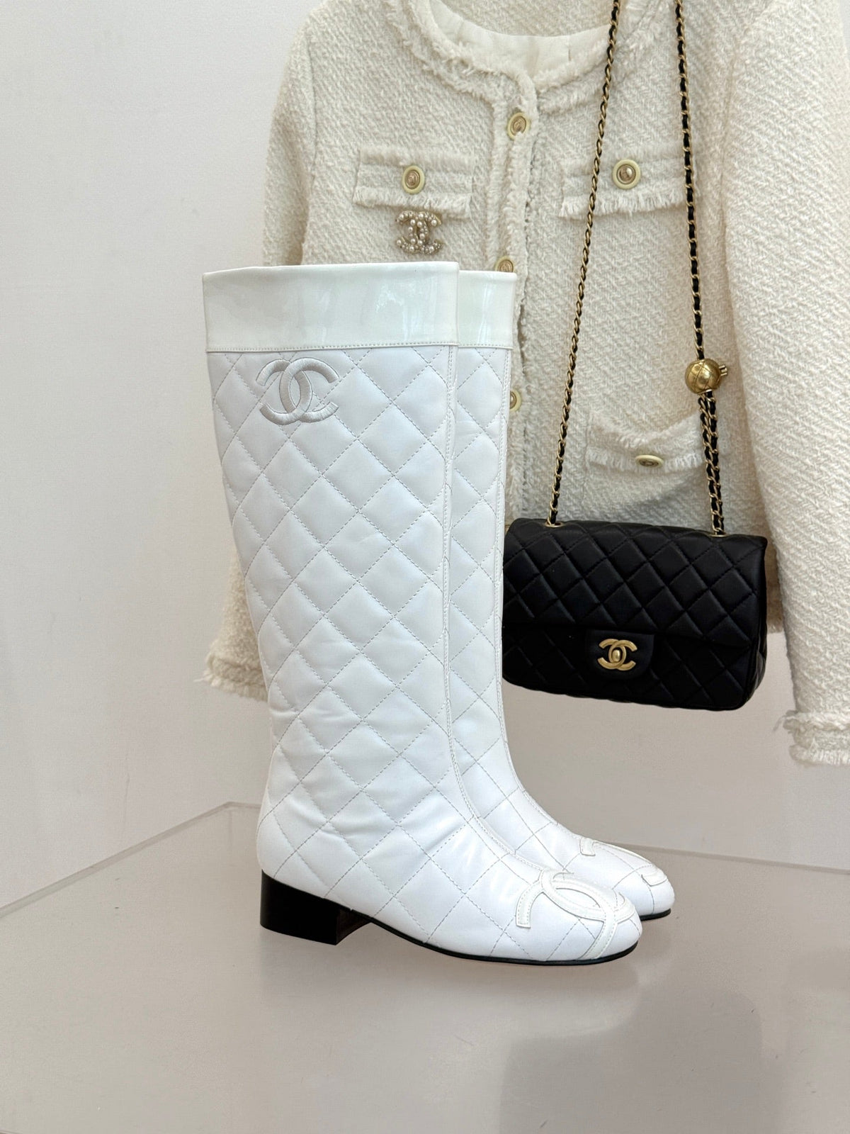 Chanel 2026 Quilted Ligne Cambon Boots Suede Leather 188462