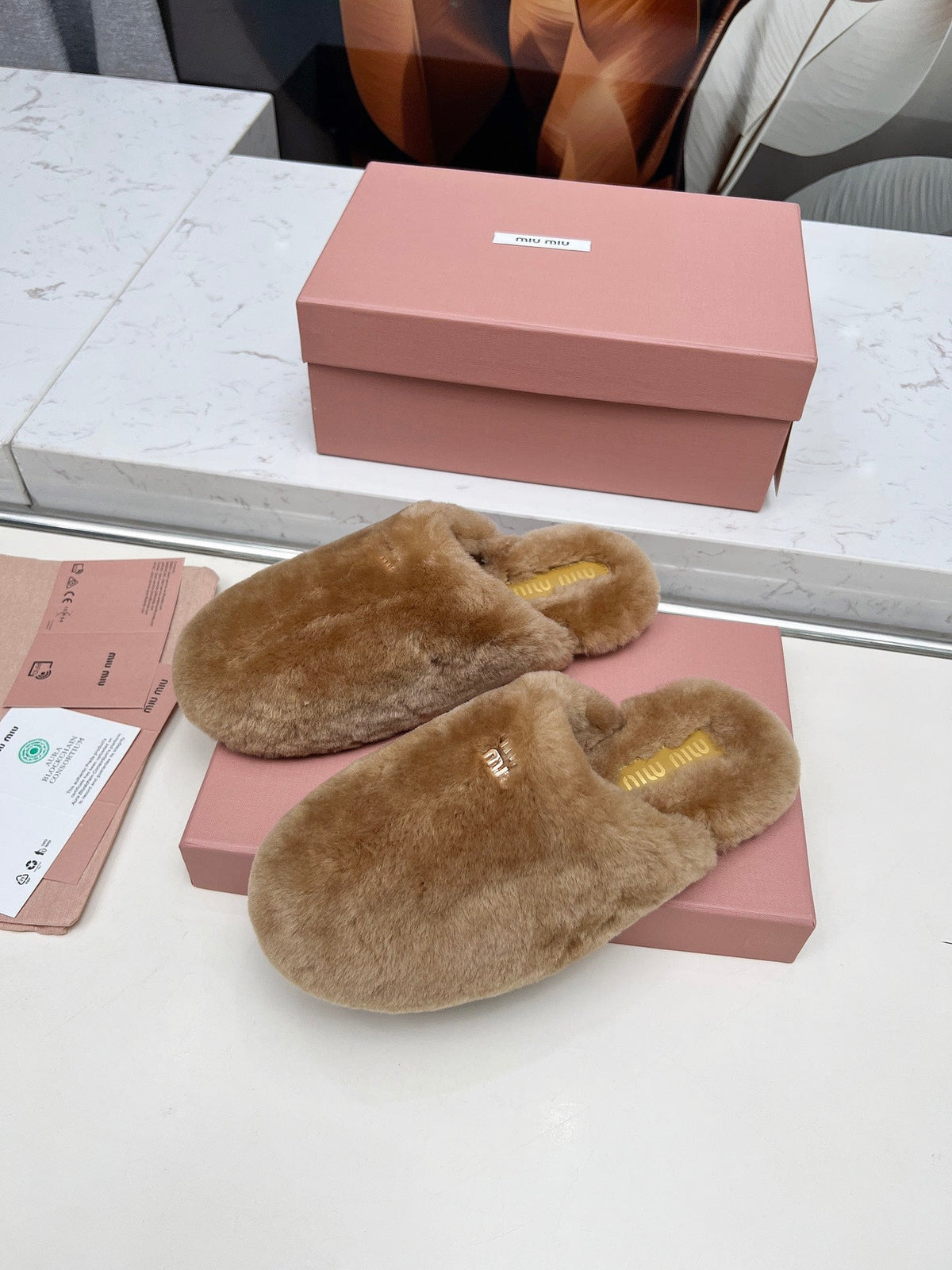 Miumiu 26S Mules Light Brown Shearling
