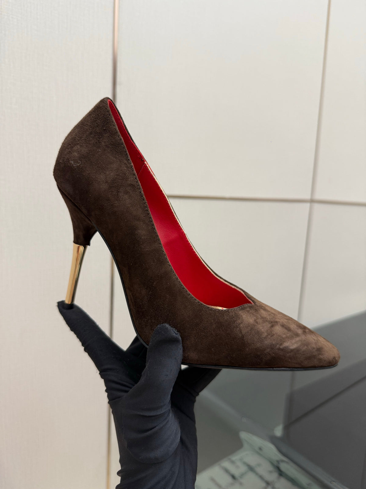 Valentino 26S High Heels 10cm In Dark Brown Suede