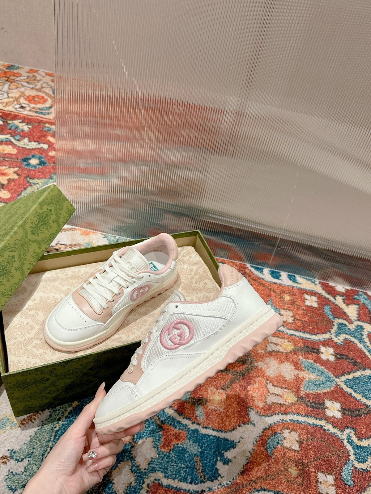 GG 26s Sneakers White Mix Light Pink Calfskin