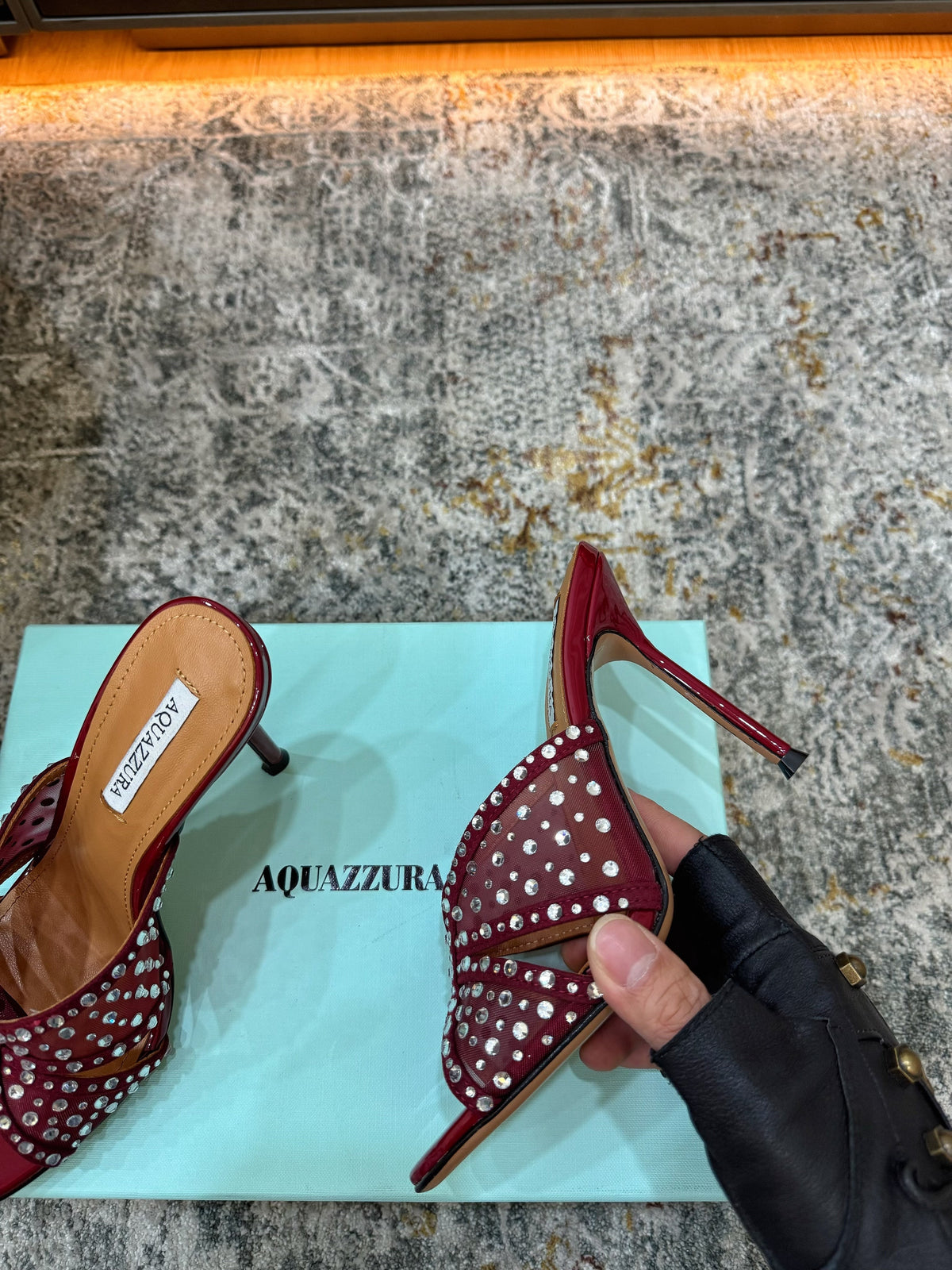 Aquazzura 26S High-Heel Sandals 10.5cm Dark Red Patent Calfskin And Mesh