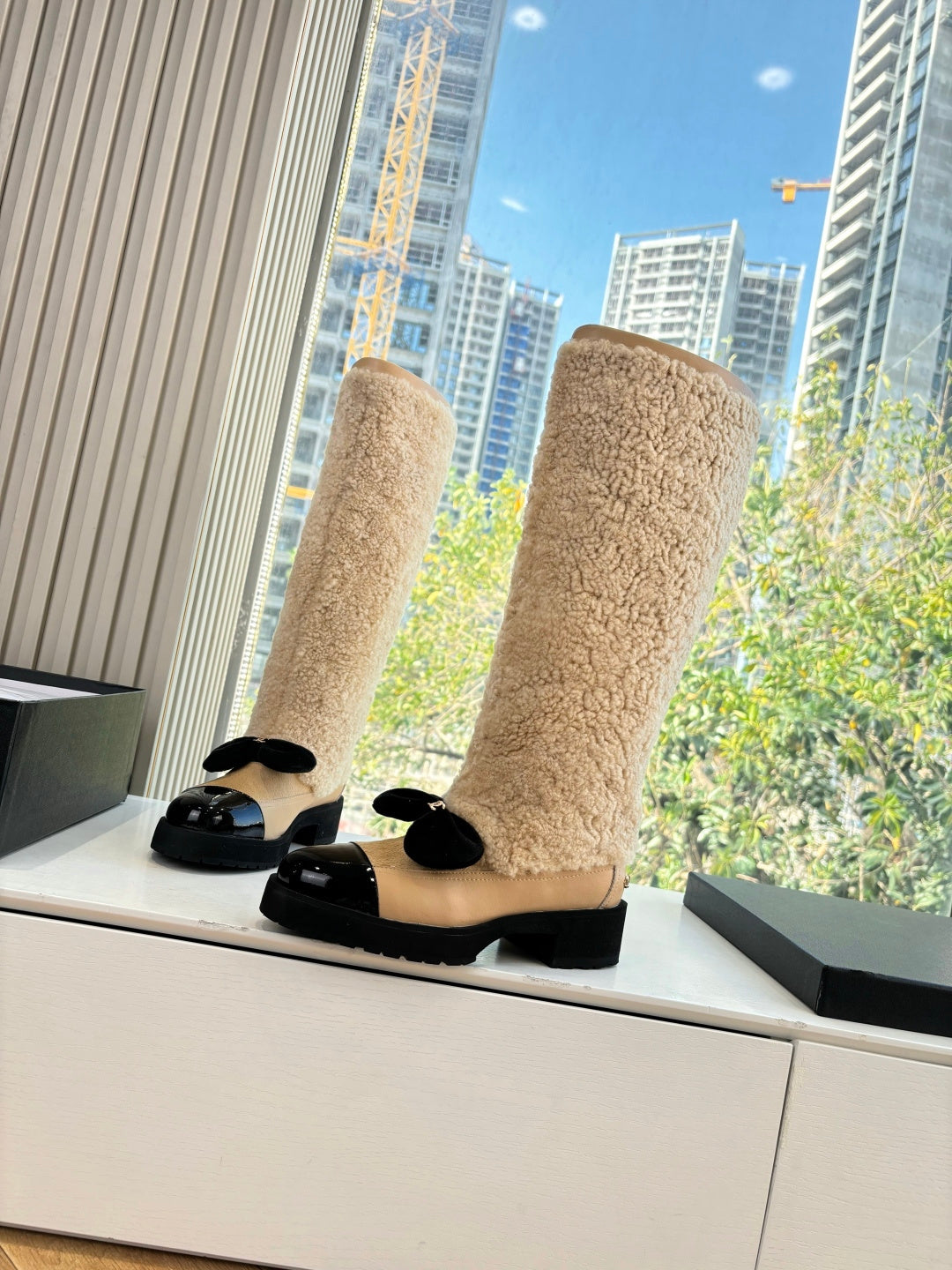 Chanel 2026 Coconeige Bow Boots Wool Cowhide 197168