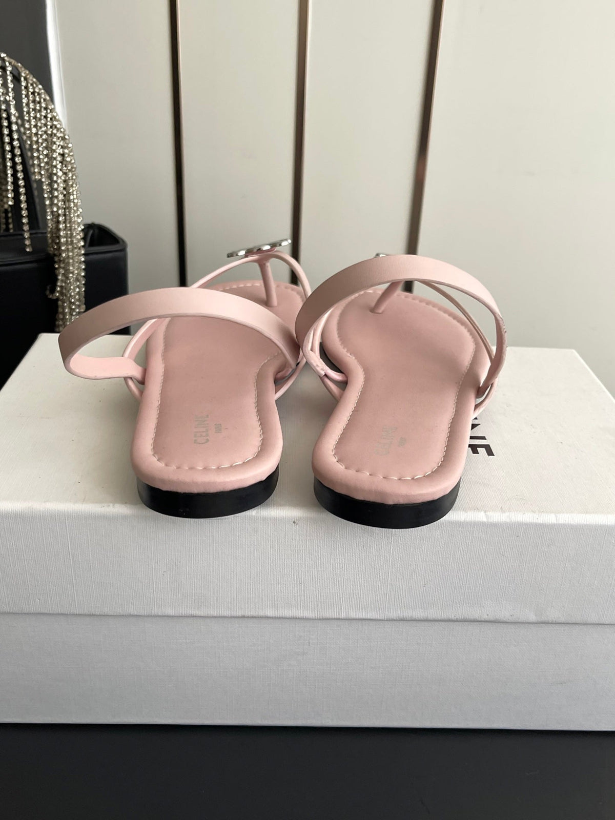 Celine 26s Thong Sandals Light Pink Calfskin 305819