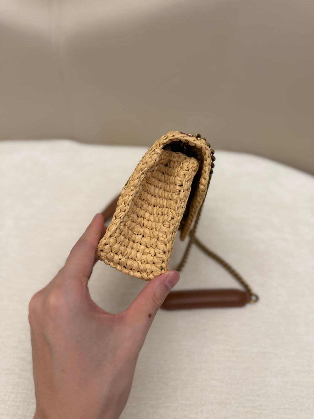 YSL 2026 Loulou Mini Shoulder Bag Raffia